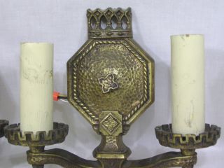 Vintage PAIR 1930s Art Deco Electric Wall Sconces Gothic Style Rewired 2