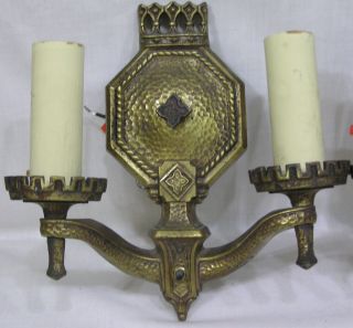 Vintage PAIR 1930s Art Deco Electric Wall Sconces Gothic Style Rewired 4