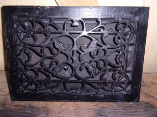 Antique Cast - Iron Floor Or Wall Mount Heating Grate Birds 12 X 8 "