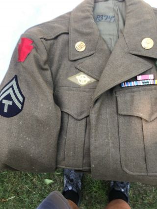 World War 2 Us Army Ike Jacket 28th And 2nd Division Patched With Ribbon Bars