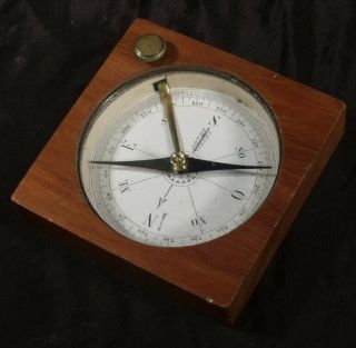 Antique C1880 Mahogany Wood Compass French With Paper Dial