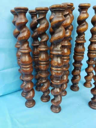 Antique French: 12 Spiral Turned Twist Oak Pillars Architectural Columns,  19th