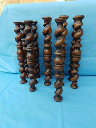 Antique French: 12 Spiral Turned Twist Oak Pillars Architectural Columns,  19th 2