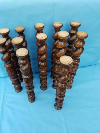 Antique French: 12 Spiral Turned Twist Oak Pillars Architectural Columns,  19th 3