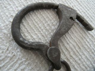 Pair 19th Century Patent Marked Hand Forged Handcuffs 2