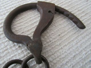 Pair 19th Century Patent Marked Hand Forged Handcuffs 3