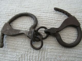 Pair 19th Century Patent Marked Hand Forged Handcuffs 5