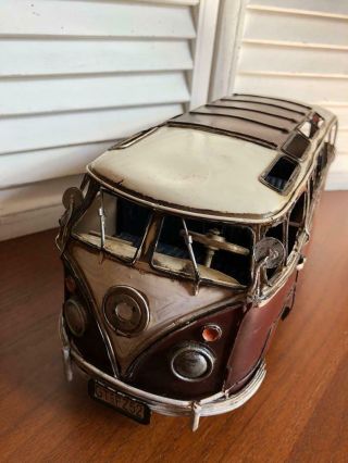 Japan Tin Blik Toy Beige Van Model Car Old Vintage Antique Rare Horikawa 32x12cm