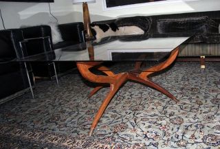 Vintage Coffee Table Mid Century Modern Wood Glass 36 " X 48 "