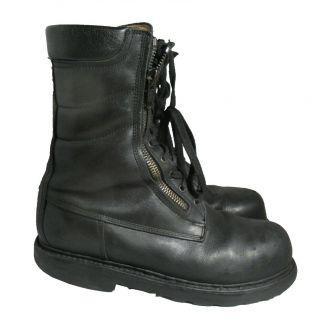 French Navy Double Zip Ranger Boots Black Leather Army Lined Combat Military