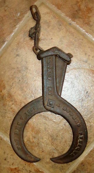 Vintage Metal Cast Iron? Bower Dubuque Dec 7 1889 Tongs Clamp Fork Unknown Tool?