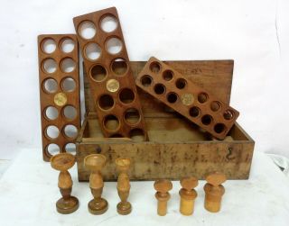 Antique 1880 Paris France Wooden Pill Maker Mould Pharmacy Apothecary Boxed Rar