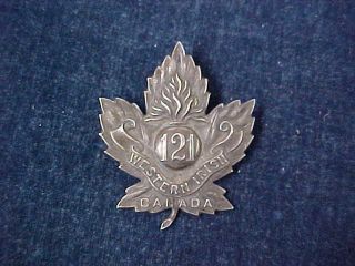 Gorgeous Orig Ww1 Officers Cap Badge 121st Battalion Western Irish " Sterling "