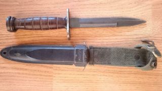 Rare Rosco Made In Japan Leather Bayonet & Scabbard For U.  S.  Wwii M1 Carbine