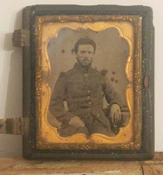 Rare Old Civil War Union Or Confederate Soldier Tin Type Picture
