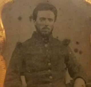 Rare Old Civil War Union Or Confederate Soldier Tin Type Picture 6