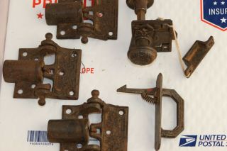 Antique Victorian / Eastlake Cast Iron Screen Door Hardware Hinges,  Latch