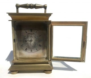 ANTIQUE CARRIAGE CLOCK WITH 18TH.  C VERGE FUSEE POCKET WATCH MOVEMENT 8
