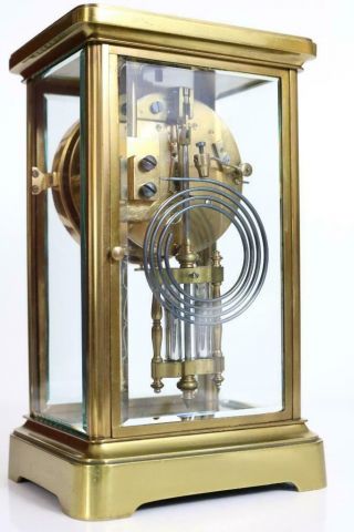ANTIQUE FRENCH CRYSTAL REGULATOR 4 GLASS MANTEL CLOCK by JAPY FRERES great size 7