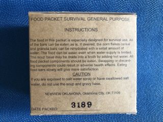 Us Military Vintage Food Packet Survival,  General Purpose Post Vietnam