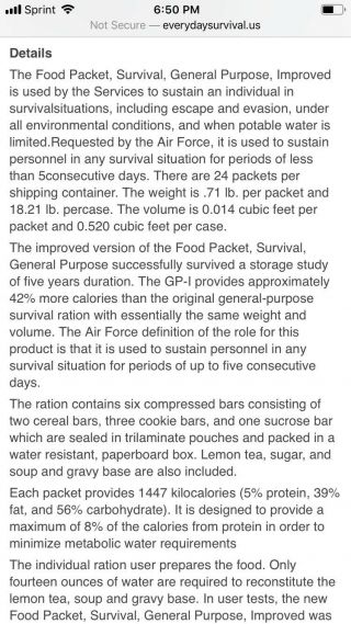 US military Vintage Food Packet Survival,  General Purpose Post Vietnam 5