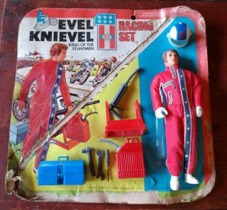 1975 Ideal Toy Corp.  Evel Knievel King Of The Stuntmen Racing Set Action Figure