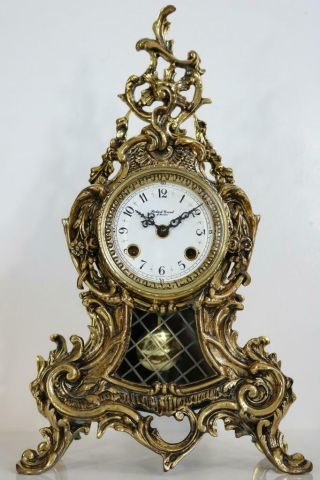 Chiming Mantel Clock By Grant,  London Golden Rococo Case Chimes On Bells Modern