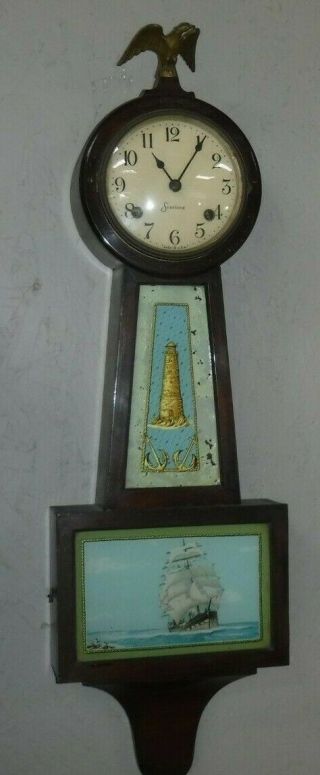 Antique Sessions Banjo Wall Chime Clock Nautical Ship LightHouse 8 - day 2