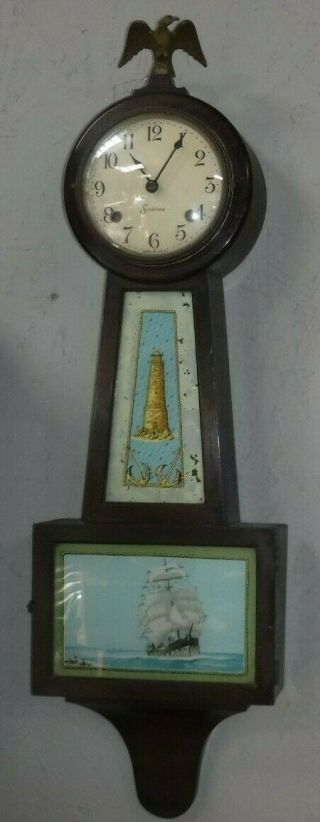 Antique Sessions Banjo Wall Chime Clock Nautical Ship LightHouse 8 - day 3