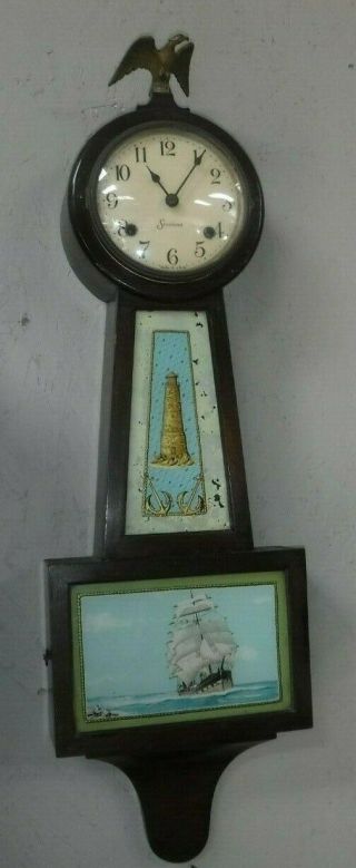 Antique Sessions Banjo Wall Chime Clock Nautical Ship LightHouse 8 - day 5