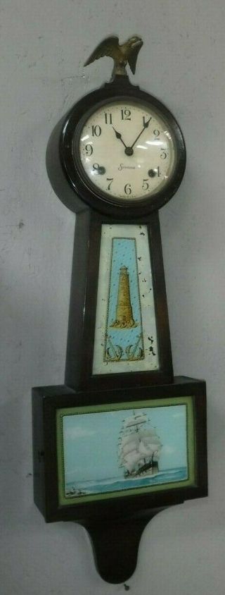 Antique Sessions Banjo Wall Chime Clock Nautical Ship LightHouse 8 - day 6