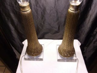 2 CHAPMAN BRASS TASSLE,  GLASS LARGE TABLE LAMPS MID CENTURY EXC.  COND. 11