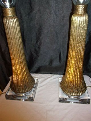 2 CHAPMAN BRASS TASSLE,  GLASS LARGE TABLE LAMPS MID CENTURY EXC.  COND. 2