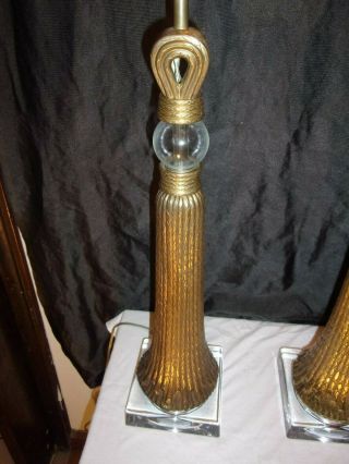 2 CHAPMAN BRASS TASSLE,  GLASS LARGE TABLE LAMPS MID CENTURY EXC.  COND. 3