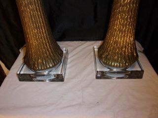 2 CHAPMAN BRASS TASSLE,  GLASS LARGE TABLE LAMPS MID CENTURY EXC.  COND. 4