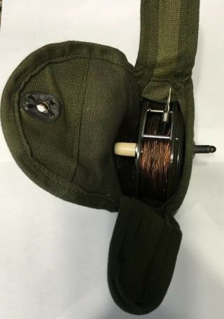 Military Surplus Radio Antenna Copper Wire,  Fish Reel,  Canvas Bag,  Box 9