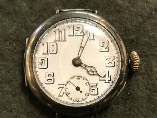 Rolex Antique Ww 1 Officers Sterling Silver Trench Watch
