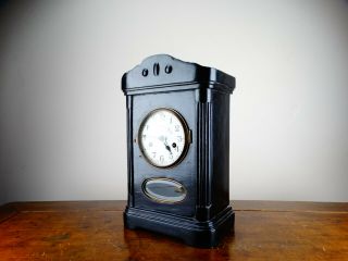 Antique Gustav Becker Mantel Clock in Ebonized Case Striking 8 Day 1920s Germany 4