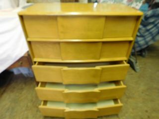 mid century modern Heywood Wakefield tall dresser sculptural bedroom furniture 8