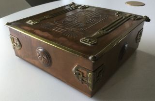 Secessionist Jugendstil Art Nouveau Copper And Brass Box,  Rare