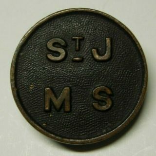 Ww1 Enlisted Collar Disk - " St J M S " - St James Military School?? - Sb