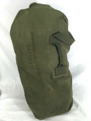 Wwii U.  S Army Dated 1943 - Ww2 Military Named Duffle Bag A50