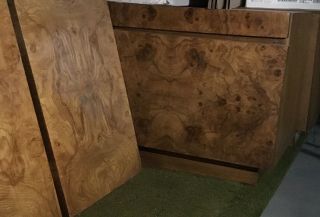 Lane Furniture Burl Wood Mid - Century Nightstands,  Head Board,  & Mirrors 2