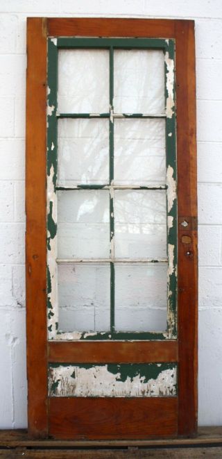 32 " X79 " Antique Vintage Wood Wooden Storm Screen Exterior Door 8 Window Glass