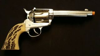 Mattel Large Shootin Shell 45 Cap Gun.  Chrome Finish Trigger.  Read.