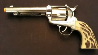 Mattel Large Shootin Shell 45 Cap Gun.  chrome finish Trigger.  Read. 2