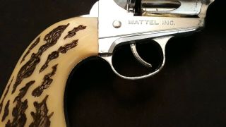 Mattel Large Shootin Shell 45 Cap Gun.  chrome finish Trigger.  Read. 7