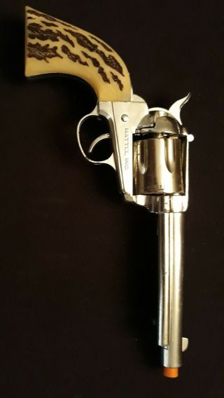 Mattel Large Shootin Shell 45 Cap Gun.  chrome finish Trigger.  Read. 9