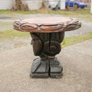 Vintage Witco Tiki Style Carved End Or Side Table