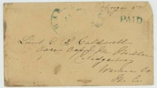Mr Fancy Cancel Csa Stampless Cover Charlotte Nc Paid 5circle Soldier Csa Hb$200